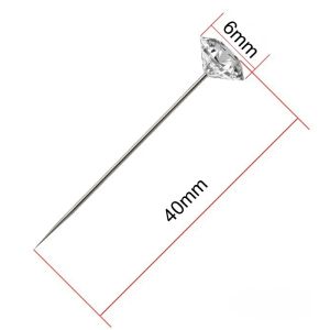 1Box 50Pcs Alloy Pins Transparent Diamond Pin DIY Wedding Bouquet Pins Stitching Needles Plastic Box Sewing Accessories