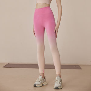 VOJ Gradient High-Waist Yoga Pants Womens Fitness Running Tights Slimming Professional Sportswear Quick-Dry Breathable