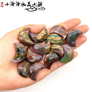 Natural Mini Color Ocean Jasper Moon Crescent Shape Rough Stone DIY Accessories Crystal Crafts