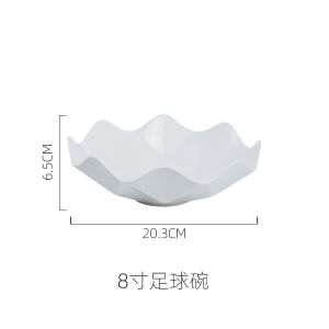 จานใส่ผลไม้เซรามิกสีขาวแบบสร้างสรรค์แฟชั่นจานใส่ผลไม้สลัดขนมขอบทองเรียบง่ายของตกแต่งบ้านห้องรับแขกทันสมัย
