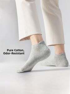 Miiow | Mens Short Socks Pure Cotton Antibacterial Sweat Absorbent Anti-Odor No-Cuff Anti-Ball Brand MiiOW Summer Regular Thickness