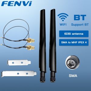Fenvi | FENVI 2PcsX6Dbi Antenna Set AX210 NGFF M.2 WiFi Card 2.4/5GHz Dual Band MHF4 Extension Cable To WiFi RP-SMA For AX210/AX200/9260