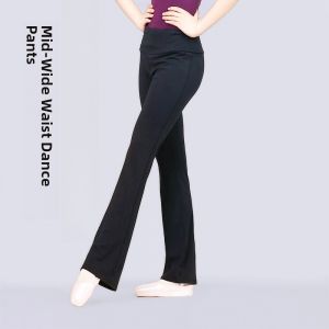 Womens Dance Pants Long Straight Leggings Ballet Exercise Black Slimming Trousers Adult Fitness Gymnastics Capri Pants
