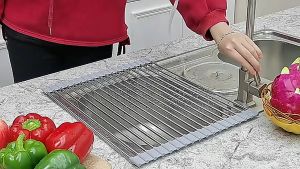Folding Drain Rack Foldable Dish Drying Rack Drainer Shelf Stainless Steel Kitchen Accessories