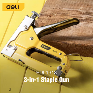 Deli Staple Gun / Staples Tembak 3 in 1 Chromium Alat Perkakas DL1313