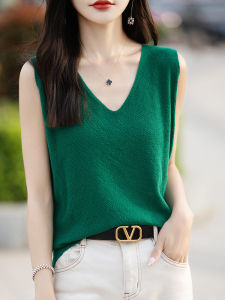 French Style Pure Cotton Knitted Vest Women Summer Outerwear Inner Match Wide Shoulder Cover Side Breast Sleeveless Loose Strap Top