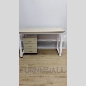 Furnimall 4feet Premium Writing Table with Drawer Office Table Metal Leg Laptop Table Computer Desk Meja Tulis Belajar書桌