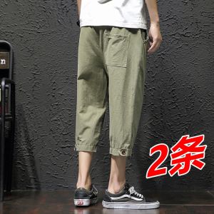 Mens Casual Cotton Linen Shorts Seven-Foot Sports Harlan Summer Large Size Loose Fit Low Waist Straight Leg Teen Fashion