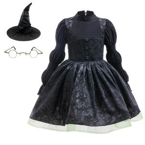 Girl Magic Evil Witch Costume Black Mesh Fluffy Dress Gothic Style Halloween Birthday Party Stage Performance Costume Kid