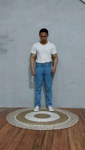 Mens long jeans light blue are jumbo size/mens long pants/jeans trousers