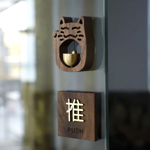 Sliding Door Real Wood Glass Notice Board Indicator Creative Luxury Hotel Sliding Door Signage Wooden Material Teaching Display