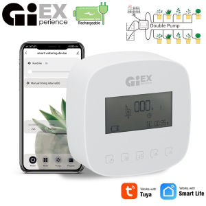 WIFI Double Pump Drip Irrigation System Garden Automatic Watering Device Timer Lithium Battery Solar Charging Tuya Smart Life