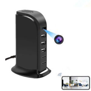 Wifi Hidden Camera HD 1080P Wireless USB Charger Camera 5 Port USB Hub Nanny Cam Live Streaming Motion Detection APP Remote Control for Home Office Security