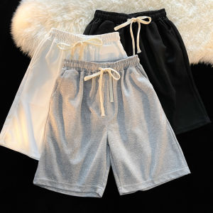 Simple Pure Color Mens Shorts Summer Loose Beach Casual Sports Mid-Length Straight Leg Trousers Trendy Outerwear