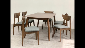 GF Claire modern scandinavian dining table set with 6 cushioned seat chairs