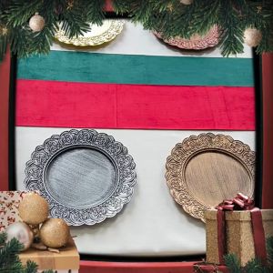 Elegant Dinner Charger Plate Baroque Victorian embossed design wedding hotel party dim sum plate will banquet craft tray