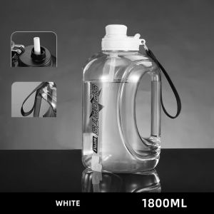 1.8L 60oz Sports Water Bottle with Straw Portable Gym Cycling Cup for Camping Travel Drinking Bottles Ton Bucket Belly Cup