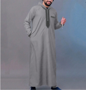 Elegant Retro Middle Eastern Embroidered Long Robe for Muslim Men Islamic Hooded Ethnic Casual Clothing Simple Stylish Design