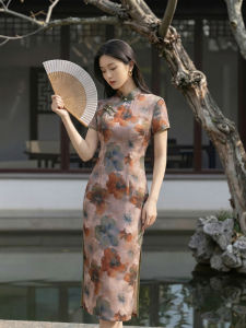 New Summer Retro Style Fitted Short Sleeve Womens Cheongsam Dress