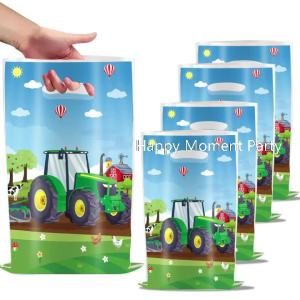 Miniso | Green Farm Gift Bag Tractor Theme Birthday Party Decoration Goody Biscuit Loots Candy Bag Baby Shower Tractor Party Favors Suppl