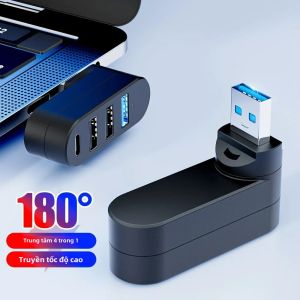 Hộp Chia Trung Tâm USB 3.0 Mini 4 Cổng Bộ Mở Rộng Truyền Dữ Liệu Có Thể Xoay Được Cho Máy Tính Xách Tay MacBook PC - Phụ Kiện Điện Thoại Di Động