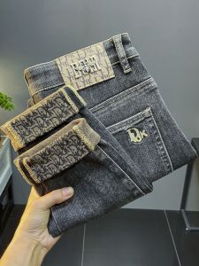 Quần Jean Thêu Nam 2023 Thu Đông Hợp Thời Trang Ôm Vừa Vặn Thường Ngày 9 Điểm Quần Cắt Giữa Eo Độ Dày Thông Thường