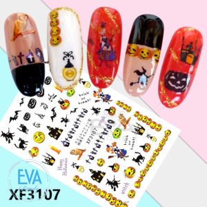 Miếng Dán Móng Tay 3D Nail Sticker Tráng Trí Lễ Hội Ma Quỷ Happy Halloween Witch XF3107