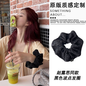 ริบบิ้นยางยืดผมสีดำลายจุดสำหรับผู้หญิง ริบบิ้นยางยืดผมหางม้าต่ำ ริบบิ้นยางยืดผมทรงลูกบอล เครื่องประดับผมสไตล์เกาหลี