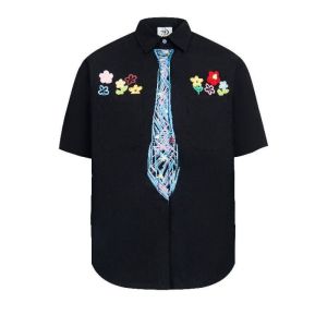 SUOSHE | Hand-drawn Graffiti Flower Patterned Short Sleeve Shirt For Men and Women Summer New Style Tie-in High-end Trendy