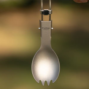Tiartisan Titanium Folding Spork Outdoor Camping Ultralight Portable Tableware Backpacking Hiking Dinner Spork Utensil