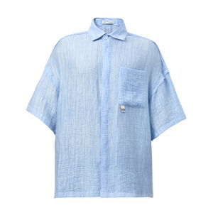 Lightweight Linen Short Sleeve Shirt Mixed Fabric Loose Fit Comfortable Breathable Men Women Designer Patch Pocket Button up
