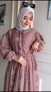 Gamis Brukat Model Terbaru Mewah Elegan Baju Lebaran Wanita Kekinian Pakaian Muslim Lengan Panjang