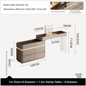 Modern Luxury Large Capacity Dressing Table and Drawer Cabinet