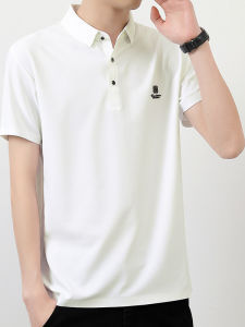 Mens Ice Silk Polo Shirt Short Sleeve Turn-down Collar Summer New Fashion Brand Versatile Basic Crew Neck T-shirt Casual Wear