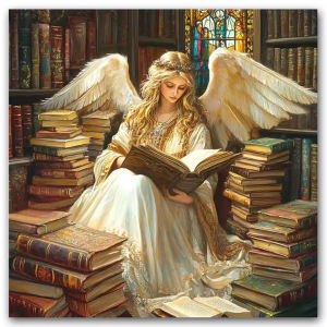 Jigsaw Puzzle Stunning Angel In Library With Books Art For Adults Perfect For Family Game Night And Brain Exercise