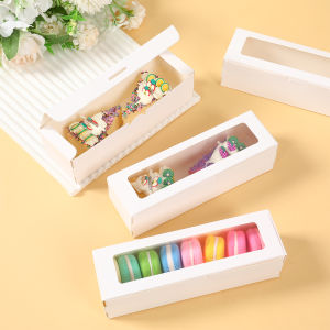 12Pcs Macaron Boxes with Clear Window Gift Box Cake Packaging Box Transparent Cookie Boxes for Wedding Birthday Party Supplies