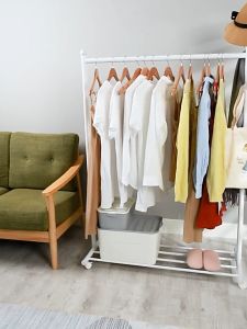 Floor-standing Clothes Rack with Wheels & Double Rod Hangers: A Comprehensive Guide
