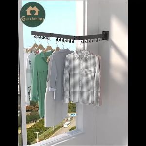 Space Manager Retractable Clothes Towel Drying Rack Balcony Indoor Folding Wall Mounted Hanger Telescopic Rotation