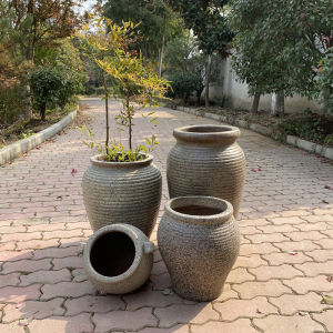Extra Large Ceramic Flower Pot for Outdoor Garden Courtyard Standing Tree Planting Flower Dish Rural Style Thick Earthenware