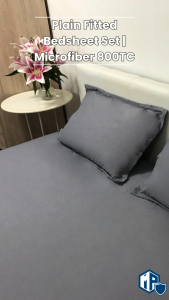 Plain Fitted Bedsheet Set with Pillow case & Bolster case 800TC | Super Single Bedsheet | Queen Bedsheet | King Bedsheet