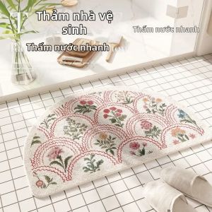 Thảm Cửa VIKAMA Flannel Mềm Mại Mát Mẻ In Hoa Văn Dùng Cho Phòng Tắm Tủ Quần Áo Lối Vào - Trang Trí Nhà Cửa Tươi Mới Tinh Tế Chất Liệu Polyester Không Dệt