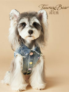 Warm Denim Shirt Vest Dog Clothes for Maltese Yorkie Teddy Schnauzer Bichon Shiba Inu Marmoset in Spring Autumn Pet Supplies