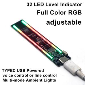 Type-c 32 LED Level Indicator Audio Music Spectrum Lamp Adjustable Full Color RGB Music Rhythm Light MultiMode Ambient Lighting
