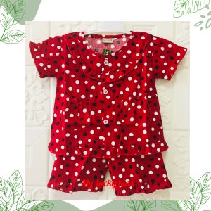 Baju Tidur Anak Perempuan Piyama Bayi Lengan Pendek Celana 3/4 - Bahan Katun Premium Usia 0-2 Tahun - Cocok untuk Iklim Tropis (Deskripsi Ukuran Tersedia)