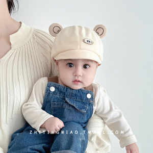 Adorable Baby Beret Hat Newborn Infant Sunshade Breathable Warm Windproof Short Brim Cap Adjustable round Top Cotton Blend Cap
