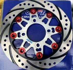 Piringan Cakram Depan Disc Brake Niszin Floating Black-Gold Disc 220mm Pnp Vario 110 125/ Beat/ Mio/ Fino/ Spacy/ Vega/ Nuovo/ Jupiter Z/ Mx 135/ F1zr/ Revo/ Scoopy/ Genio/ Gear Dll