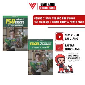 Combo 2 Sách Power Querry Power Pivot Và 150 Thủ Thuật Excel Tặng Kèm Video Khóa Học Online + Tặng 101 Phím Tắt + Bảng Hàm + Nhãn Dán