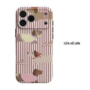 Ốp Điện Thoại Hai Lớp Sọc Dachshund Dễ Thương Cho iPhone Chống Sốc Chống Trầy Xước PC Mềm + Vỏ TPU Chống Bụi Chống Trượt