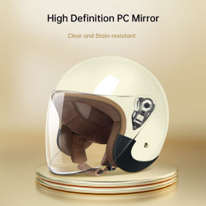 Motorcycle Open Face Helmet For Men And Women Dual Lens Sun Visor Face Shield Top Lightweight Scooter Bike Retro 3/4 Helmet