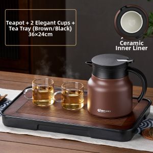 Home-use Tea Infusion Thermal Pot with Separation Stainless Steel Ceramic
